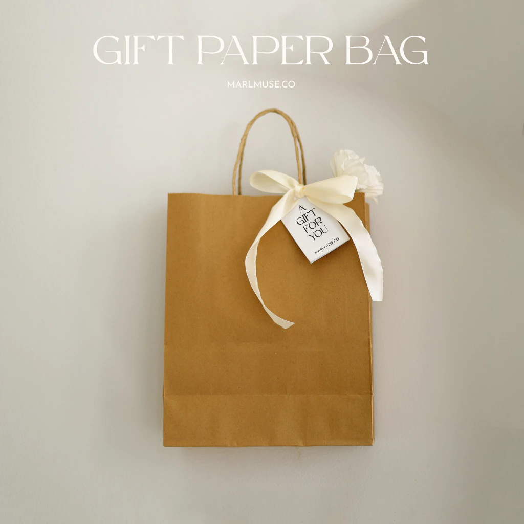 MARLMUSE | ถุงของขวัญ ( gift paper bag) ถุงกระดาษใส่กล่องของขวัญ(ไม่มีกล่อง) -ถุงกระดาษ -ริบบิ้น -การ์ด -ของขวัญ