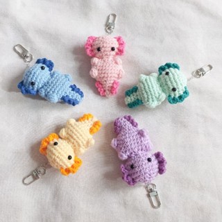 ✨baby axolotl keychain พวงกุญแจ ที่ห้อยกระเป๋า หมาน้ำ ซาลาแมนเดอร์ แฮนด์เมด พวงกุญแจถัก พวงกุญแจไหมพรม ตุ๊กตาถัก โครเชต์