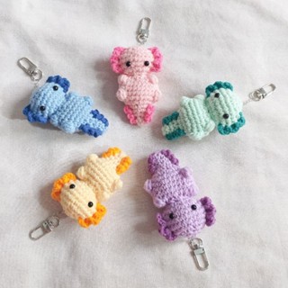 ✨baby axolotl keychain พวงกุญแจ ที่ห้อยกระเป๋า หมาน้ำ ซาลาแมนเดอร์ แฮนด์เมด พวงกุญแจถัก พวงกุญแจไหมพรม ตุ๊กตาถัก โครเชต์