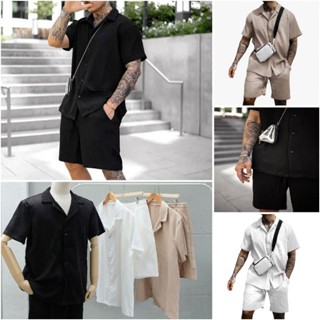 พร้อมส่ง! ชุดเซ็ท ลูกฟูกร่องเล็ก คอฮาวาย รับหน้าร้อน ทรงหล่อ