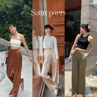 satin pants กางเกงซาติน เอวสม็อคหลัง