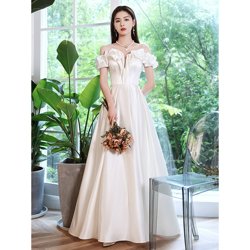พร้อมส่งจากไทย ชุดแต่งงาน ชุดเจ้าสาว รหัส E038-N ชุดถ่ายพรีเวดดิ้ง ชุดafter party ชุดงานหมั้น เดรสสั้น เดรสมินิมอล