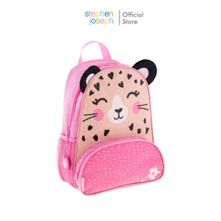 Stephen joseph กระเป๋าเป้เด็ก ยอดนิยมจากอเมริกา ฟรีสติ๊กเกอร์ติดชื่อSIDEKICKS BACKPACK LEOPARDสะพายสบายพร้อมช่องใสขวดน้ำ