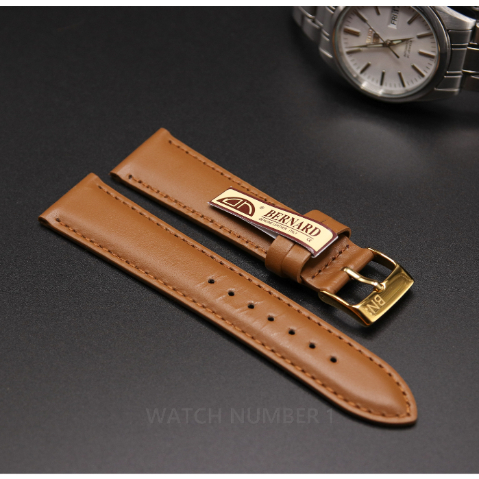 สายนาฬิกาหนังแท้ BERNARD C-694-G-BR-2 (เบอร์นาร์ด) จากประเทศอีตาลี เย็บด้าย ล็อคแบบนาฬิกา Swiss แข็งแรง ทนทาน อย่างดี