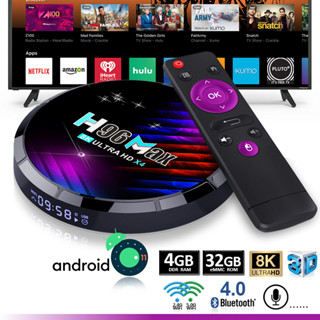 Android TV Box 4 + 32GB android 13.0 ระบบ รองรับ 8K ultra HD รองรับภาษาไทย รองรับบลูทูธ + wifi2.4 และ 5G smart android TV Box