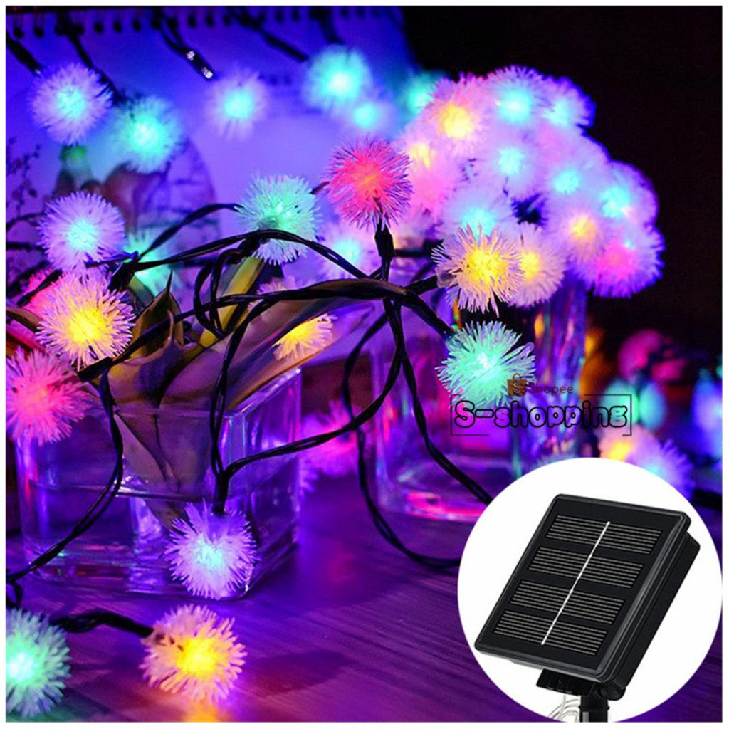 JX-BALL 50LED ไฟสลับสี Solar light 8 โหมด 7m โคมไฟพลังงานแสงอาทิตย์สำหรับตกแต่ง
