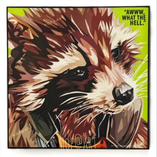 Rocket Raccoon ร็อคเก็ต แรคคูน Guardians Of The Galaxy รูปภาพ​ติด​ผนัง ​pop​ art การ์ตูน Marvel กรอบรูป แต่งบ้าน ของขวัญ