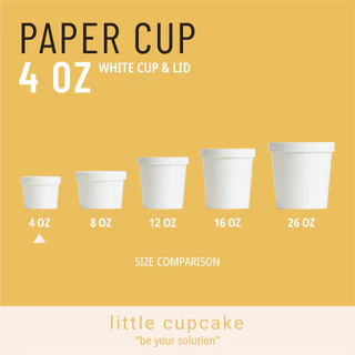ถ้วยกระดาษ , ฝากระดาษสีขาว 4oz ใส่ไอศกรีม(food grade)