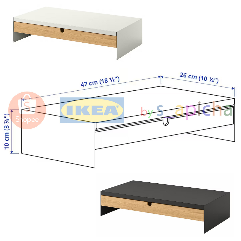 ที่วางจอคอมพิวเตอร์ ชั้นวางจอคอมพิวเตอร์ มีลิ้นชักเก็บของ ใช้งานได้ครบทุกความต้องการ สินค้าคุณภาพ มาตราฐาน อิเกีย IKEA - รูปที่ 4