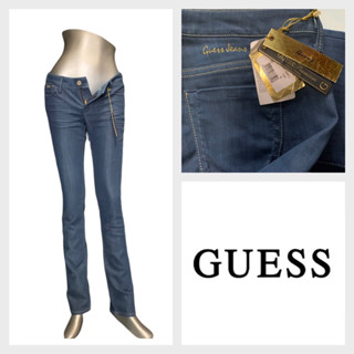 Guess(เกสส์) GS12 กางเกงขายาว ผู้หญิง สีฟอก Skinny Premium ปักด้ายทอง