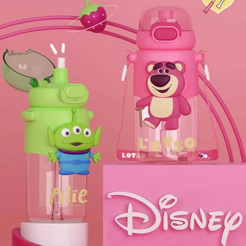 กระติกน้ำ Disney แก้วน้ําพกพา ลายการ์ตูนดิสนีย์ พร้อมสายคล้องไหล่ สําหรับเด็กโรงเรียน 600 ml.