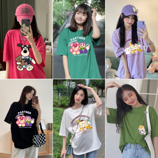 PBTB049⭐พร้อมส่ง⭐เสื้อยืดสกรีนลายการ์ตูนพิมพ์ลายตัวหนังสือผู้หญิงสุดน่ารักแฟชั่น เสื้อยืดผญสวยๆคอกลมแขนสั้น oversize