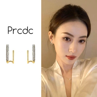 Jewelry Bling 💎 ต่างหูสีทองประดับเพชรออกแนวสองชั้น น่ารักมินิมอล  ใส่ออกงาน หรูหราดูเป็นลูกคุณ