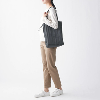 MUJI (มูจิ) กระเป๋าช้อปปิ้งผ้าไนลอนพับเก็บได้ สีเทาถ่าน nylon shopping bag shoulder (gray)