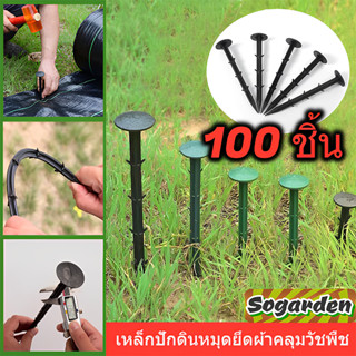 หมุดยึดผ้าคลุมวัชพืช หมุดปักผ้าคลุมดิน หมุดปักดิน 100 ชิ้น