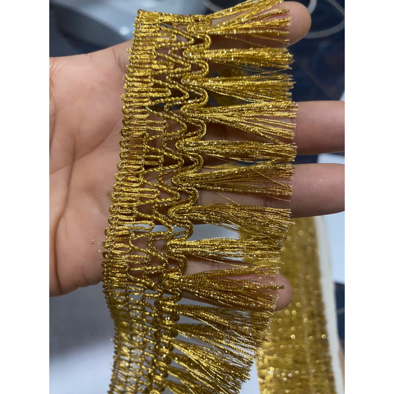 ยกพับ18หลา เทปทองตกแต่ง ลูกไม้ชายครุย - รูปที่ 3