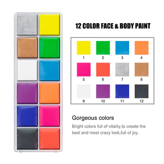 สีเรืองแสง บอดี้เพ้นท์ สีน้ํามันสําหรับเพ้นท์ร่างกาย สีเพ้นท์หน้าอัลตร้าไวโอเล็ต สีสะท้อนแสง12 สี