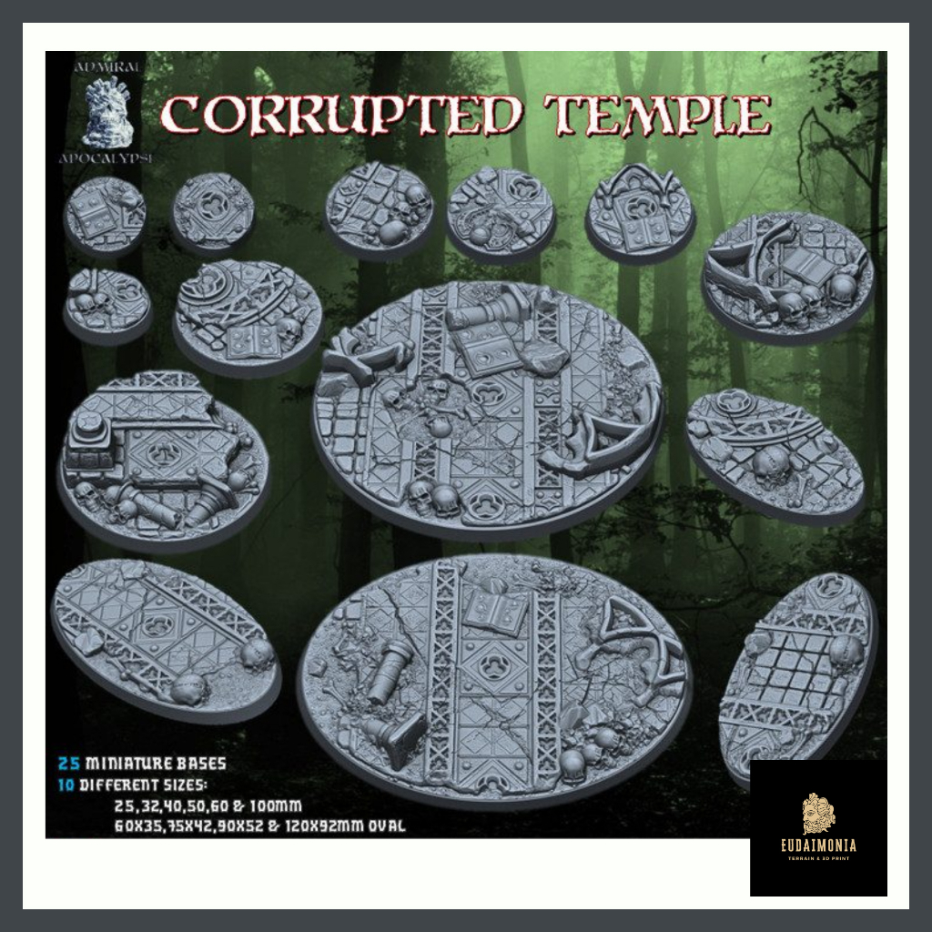 Corrupted Temple Bases จัดส่งได้ใน1-3วัน (Bases & Toppers) ฐานโมเดล warhammer 40k [Designed by Admiral]