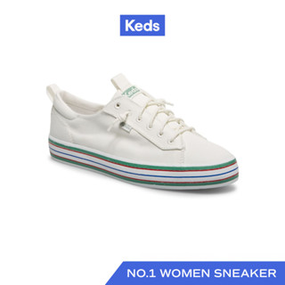 KEDS รองเท้าผ้าใบ แบบผูกเชือก รุ่น KICKBACK STRIPE FOXING สีขาว ( WF66324 )