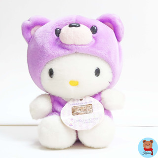 มือสอง Hello kitty Hokkaido Limited Lavender year 1999 Bear hoodie plush doll from Japan🇯🇵ตุ๊กตาคิตตี้ หมี