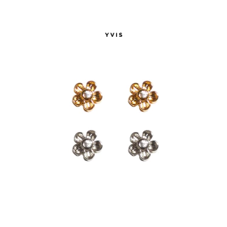 YVIS White Flower Gem Stud