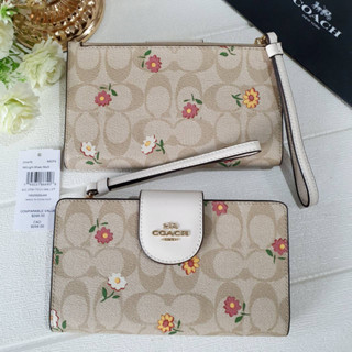 💚แท้💯 พร้อมส่ง💚COACH CH476 Tech Wallet In Signature Canvas With Nostalgic Ditsy Print