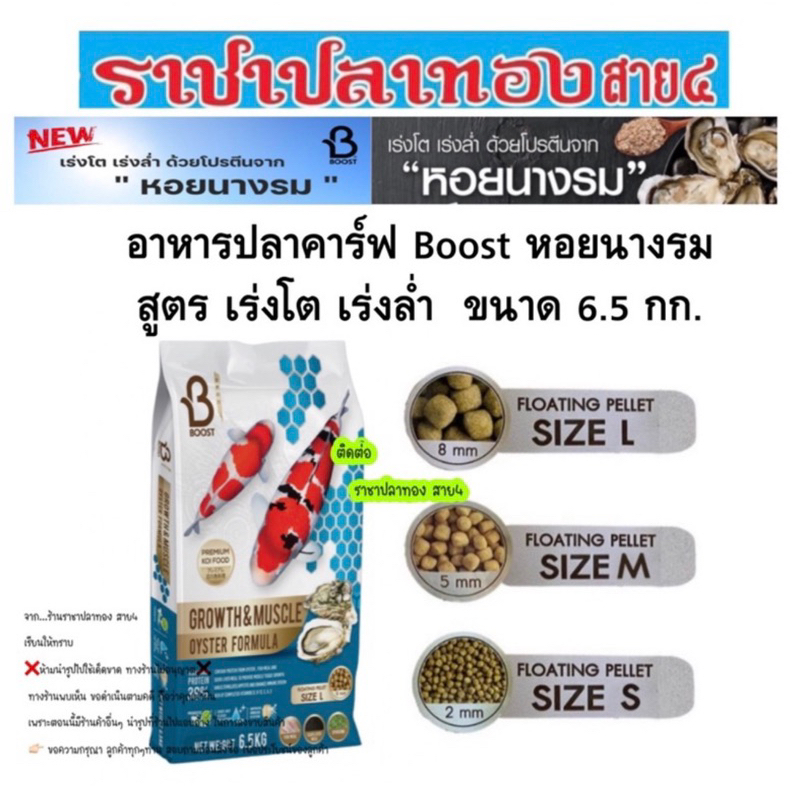 อาหารปลาคาร์ฟ Boost หอยนางรม เร่งโต เร่งล่ำ ขนาด 6.5 กก.