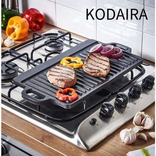 KODAIRA🔥🔥 ตะแกรงเหล็กหล่อ ทรงสี่เหลี่ยม แบบหนา สองด้าน สําหรับย่างบาร์บีคิว Grill Griddle