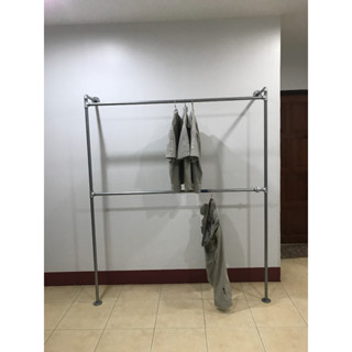 ราวตากผ้าติดผนัง 2 ชั้น ขนาดยาว 160 เซนติเมตร x สูง 175 เซนต…