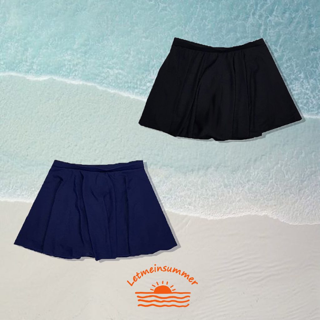 🌈Letmeinsummers🌈 กระโปรงว่ายน้ำเดี่ยว ด้านในเป็นกางเกงขาสั้น พร้อมซับใน มีสีดำและกรม
