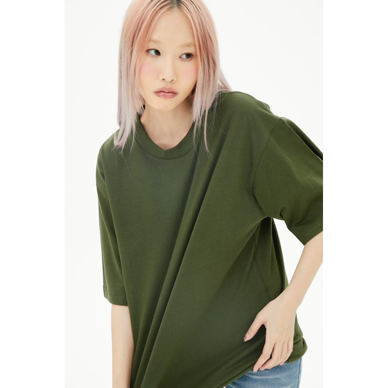 OV21 AMY  เสื้อยืดสีเขียวทหาร Cotton20 Oversize #1