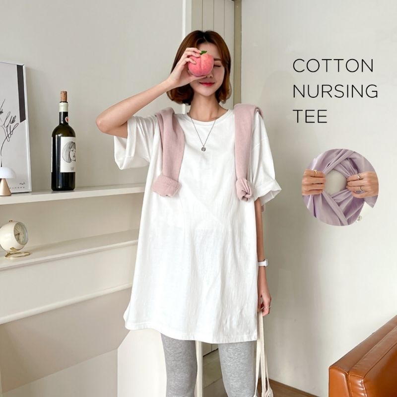 [พร้อมส่ง]Buying Office เดรสคนท้อง Good Cotton Nursing Tee ยืดหยุ่น ใส่สบาย จากเกาหลี Maternity brea