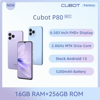 Cubot P80, 2023 New Global Version Smartphone, 8GB RAM, 256GB ROM, NFC, 6.583 Inch FHD+ Screen, 48MP+24MP, Android 13, 5