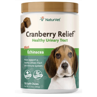 NaturVet Cranberry Relief Urinary Tract บำรุงระบบทางเดินปัสสาวะสุนัข กันโรคนิ่ว บำรุงไต เสริมภูมิสุนัข 120 เม็ดขนม