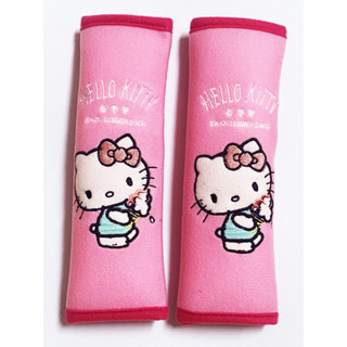 ลิขสิทธิ์แท้ เฮลโล คิตตี้ แพ็คคู่ หุ้มเบลท์รถยนต์ สีชมพู Hello Kitty Sanrio Seat Belt Cover Shoulder Pad Pair Pink