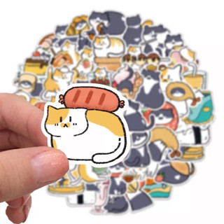 Sticker สติ๊กเกอร์ น้องแมว 221 น้อนแมว 50ชิ้น น้องน่ารักมาก ญี่ปุ่น น้อง แมว น่ารัก cat น้อน แมว เหมียว แมวส้ม แมวเทา