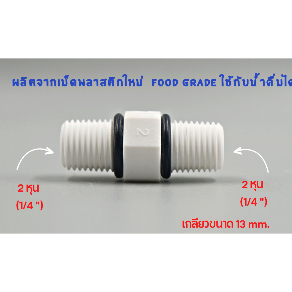 ข้อต่อตรง เกลียว 2 หุน เสียบสาย 2 หุน พลาสติก Food grade อะไหล่เครื่องกรองน้ำ ro ใช้สำหรับ เครื่องกรองน้ำ