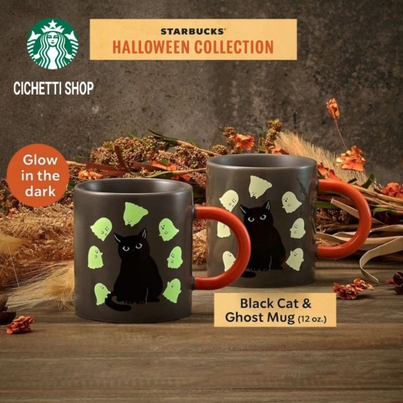 STARBUCKS  HALLOWEEN COLLECTION Black Cat &amp;Ghost Mug