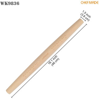 ไม้นวดแป้ง ปลายเรียว Chefmade18" WOODEN FRENCH ROLLING PIN Wk9836