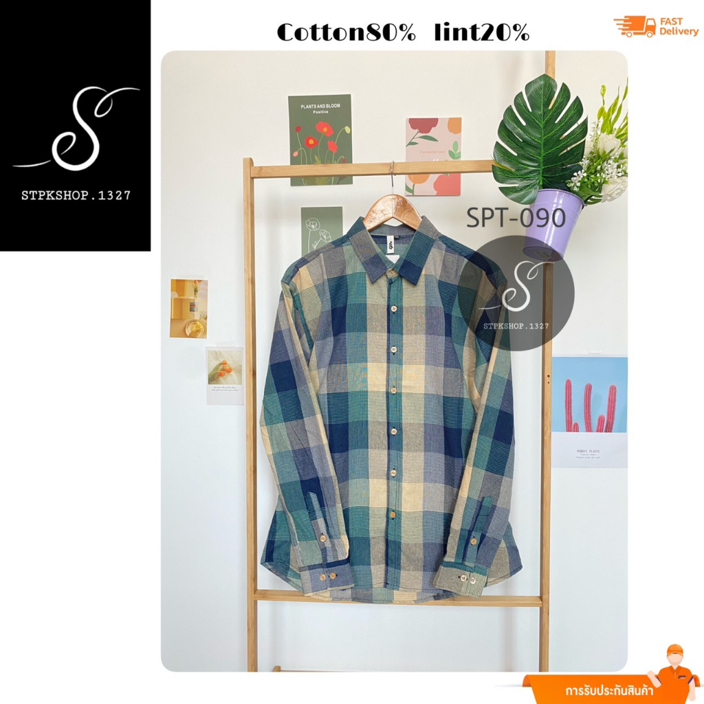 เสื้อเชิ๊ตแขนยาวลายสก๊อตSTP-090 สินค้าพร้อมส่งทันทีจ้า