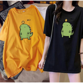 🌿SHOP_MKLเสื้อยืด แขนสั้น คอกลม ลายโดโนเสาร์เขียว  ผ้านิ่ม สไตล์เกาหลี 🦖🌵#9651