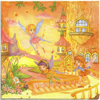 Pladao Napkin ภาพ Fairy แฟร์รี่ในบ้านต้นไม้ Tree House กระดาษ แนพกิ้น สำหรับงานศิลปะ เดคูพาจ decoupage ขนาด L 33x33