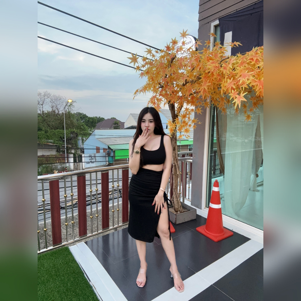 SpinnyHouse  ชุดเช็ต ไปทะเล 2ชิ้น เสื้อกล้าม+กระโปรงรูดข้าง ผ้านิ่มใส่บาย งานสวย   ชุดไปทะเล เยลลี่ ราคา ถูกที่สุด ดีลบีเคเค แกลเลอรีภาพที่ 4
