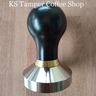tamper coffee by KS แบบด้ามปอมสีดำ ขนาดเส้นผ่านศูนย์กลาง 51,53,54,57,58.0,58.50,58.55mm