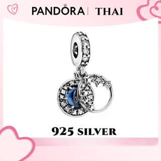 [ส่งจากกรุงเทพ]P แท้ เงิน925 เสน่ห์ Deep blue night sky starry moon charm ของแท้ 100% for bracelet