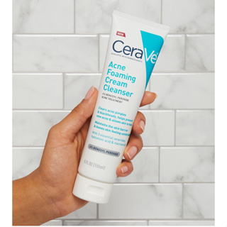 👍Cerave Acne Foaming Cream Cleanser แท้จากอเมริกา โฟมล้างหน้าสำหรับคนเป็นสิว 150 ml