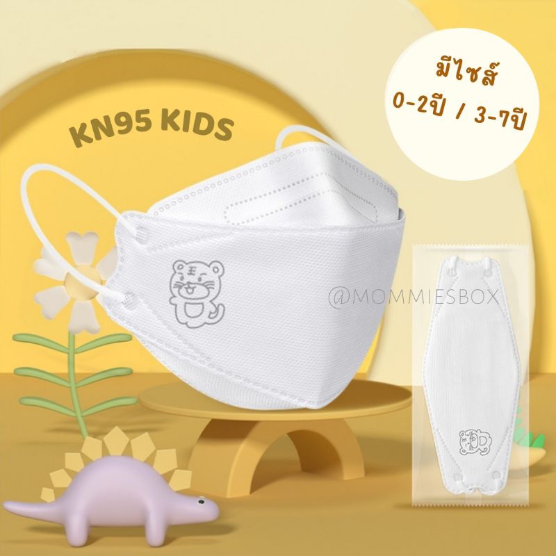 [พร้อมส่งในไทย] แมสเด็ก ทรง KN95 สีขาวพื้น ใส่สบาย ไม่อึดอัด ช่องหายใจกว้าง