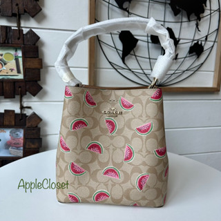 💚แท้💯 พร้อมส่ง💚 COACH 1619 SMALL TOWN BUCKET BAG IN SIGNATURE CANVAS WITH WATERMELON PRINT [MC1619IMR0Q-CV