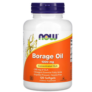 🔥ทักลดเพิ่มอีก 100 บาท🔥NOW Foods, Borage Oil, Concentration GLA, 1,000 mg, 120 Softgels (exp.03/26)