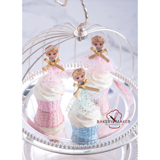 Mini Elsa ป้ายปัก 5 ชิ้น ปักตกแต่งคัพเค้ก Princess Elsa Frozen topper cake ตุ๊กตาปักตกแต่งเค้ก เอลซ่า